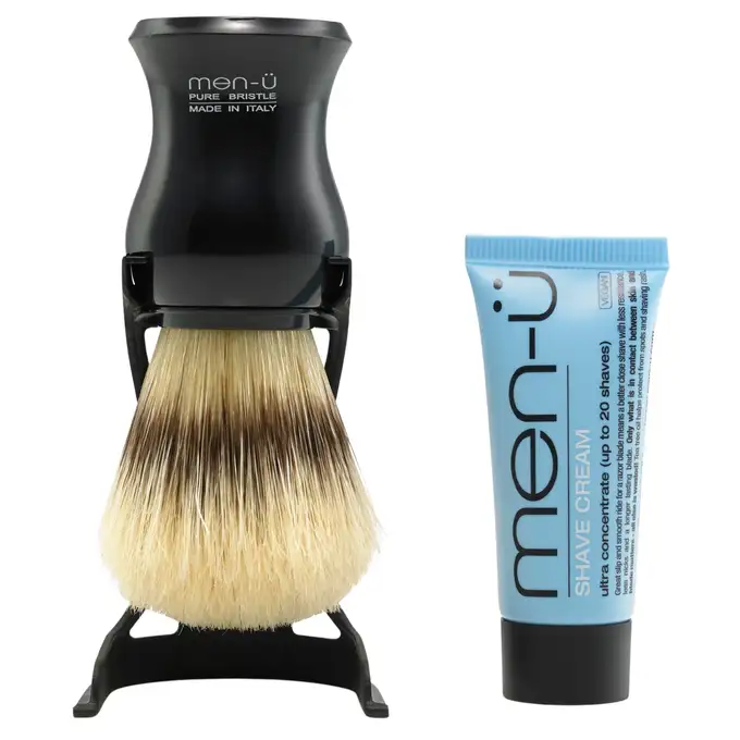 men-u Barbiere zestaw pędzel + stojak + mini krem do golenia 15ml
