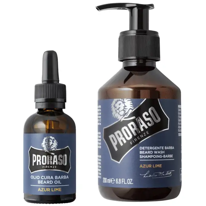 PRORASO szampon do brody AZUR LIME 200ml + Olejek do brody AZUR LIME 30ml