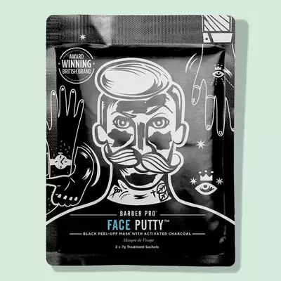 Barber Pro Face Putty Black Peel-Off - peelingująca czarna maska z węglem aktywowanym 3x7g