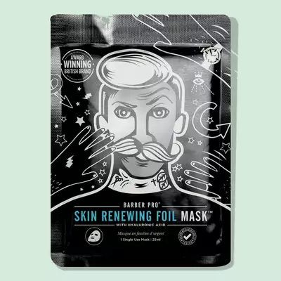 Barber Pro Skin Renewing Foil Mask - foliowa rozgrzewająca maska z kwasem hialuronowym i Q10
