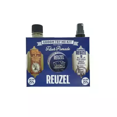 Reuzel Zestaw Try Me Kit Fiber - szampon, fiber pomade i clay spray