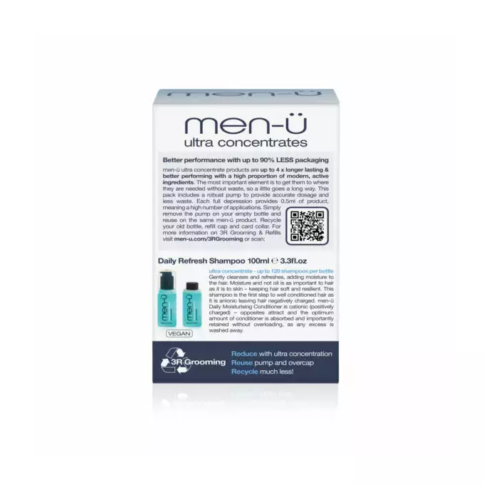 men-u refill kit - męski codzienny szampon nawilżający do włosów zestaw 2x100 ml