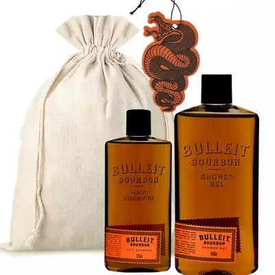 Pan Drwal Zestaw prezentowy Bulleit Bourbon - Żel pod prysznic, szampon do włosów oraz zawieszka bulleit
