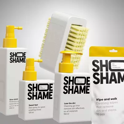 Shoe Shame - On the go kit, kompletny zestaw do czyszczenia butów (szczotka, żel, impregnat, dezodorant i ściereczki do butów)
