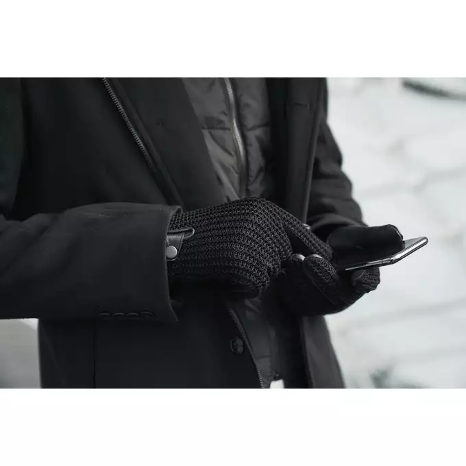Napo Gloves - WOOL - Męskie rękawiczki zimowe czarne rozmiar S