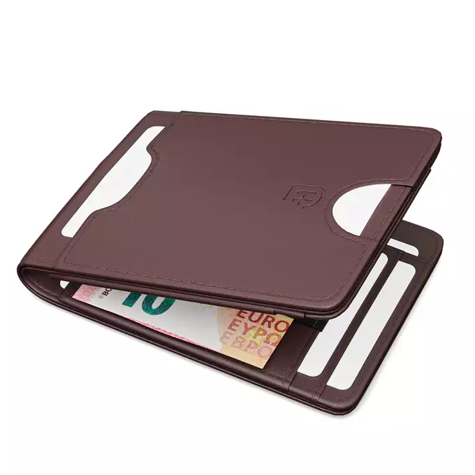 James Hawk Smart Wallet Brown - Portfel w kolorze ciemnobrązowym oraz gumką na banknoty