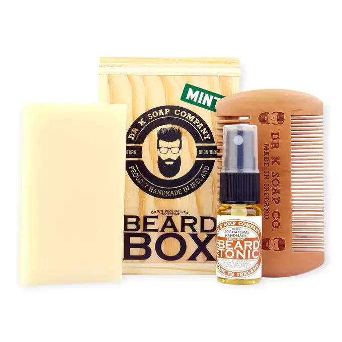 Dr K Soap Beard BOX Cool mint - zestaw do pielęgnacji brody, mydło, olejek i grzebień