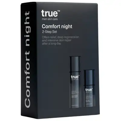 True men skin care - Zestaw na noc - regenerujący krem do twarzy oraz serum pod oczy