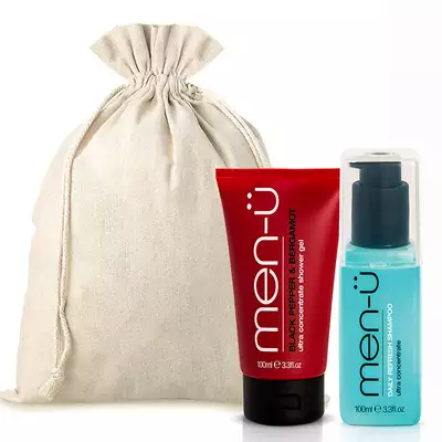 Men-u Zestaw prezentowy - Żel pod prysznic czarny pieprz i bergamotka oraz nawilżający szampon do włosów