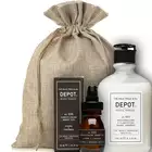 Zestaw prezentowy dla brodacza marki Depot - szampon oraz olejek o zapachu imbiru i kardamonu