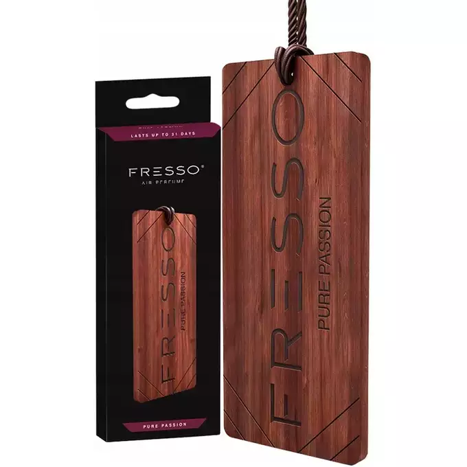 [Zestaw] Fresso Pure Passion Air Perfume – perfumy samochodowe 50ml + Fresso Pure Passion – Drewniana zawieszka zapachowa + Fresso Mini Gift Box