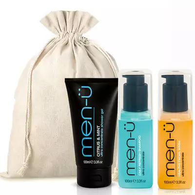Men-u Zestaw prezentowy - Żel pod prysznic cytrusowy, nawilżający szampon do włosów oraz żel do mycia twarzy