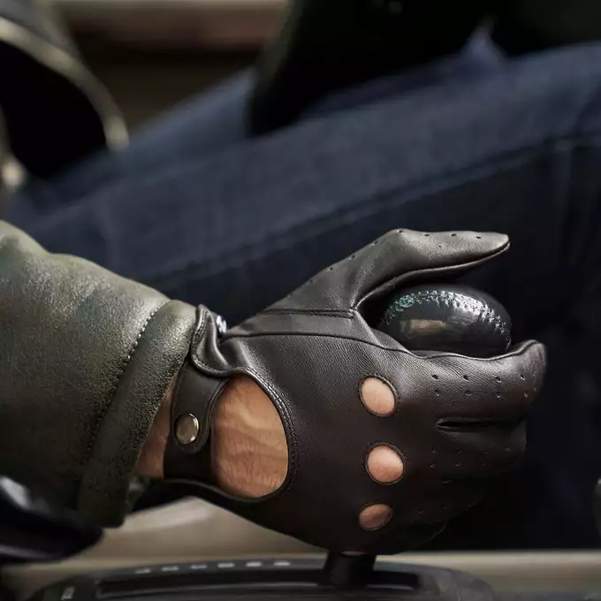 Napo Gloves - DRIVE - Męskie rękawiczki samochodowe brązowe rozmiar S