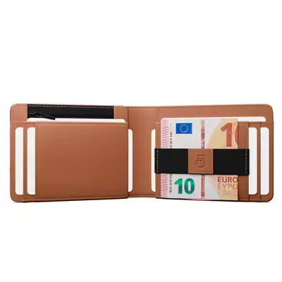 James Hawk Smart Wallet Black - Portfel w kolorze czarnym z brązowym wnętrzem oraz gumką na banknoty
