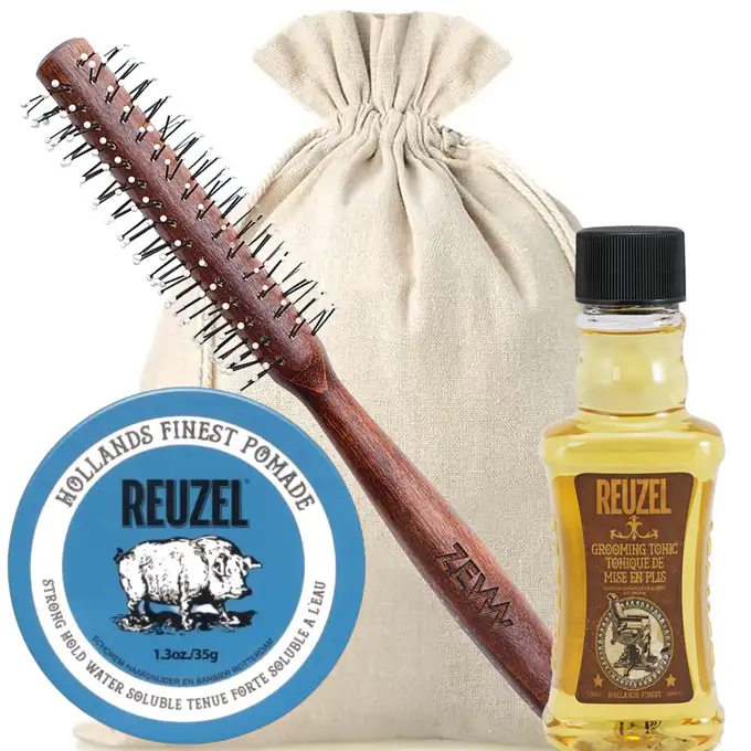 Zestaw do stylizacji włosów - Reuzel Grooming Tonic, Reuzel Blue Pomade oraz ZEW Roller