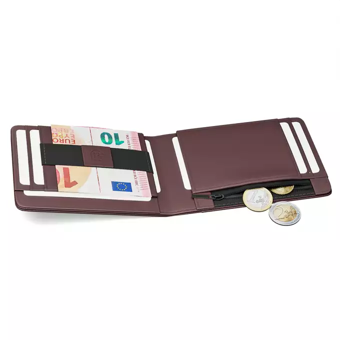 James Hawk Smart Wallet Brown - Portfel w kolorze ciemnobrązowym oraz gumką na banknoty