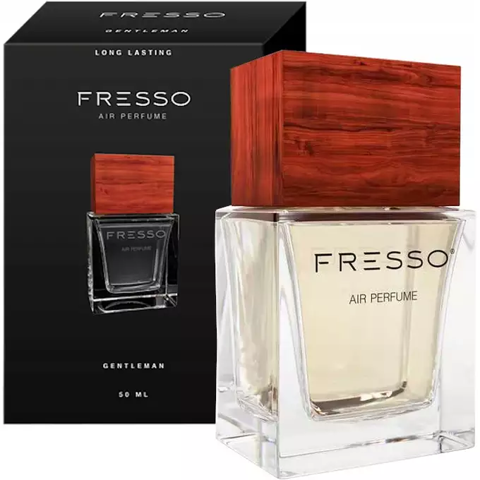 [Zestaw] Fresso Gentleman – Drewniana zawieszka zapachowa + Fresso Gentleman Air Perfume – perfumy samochodowe 50ml + Fresso Mini Gift Box