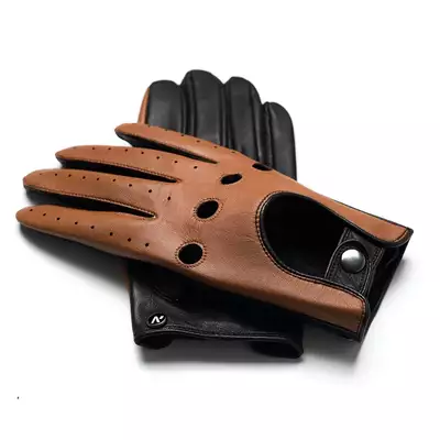 Napo Gloves - DRIVE - Męskie rękawiczki samochodowe czarne/jasnobrązowe rozmiar S