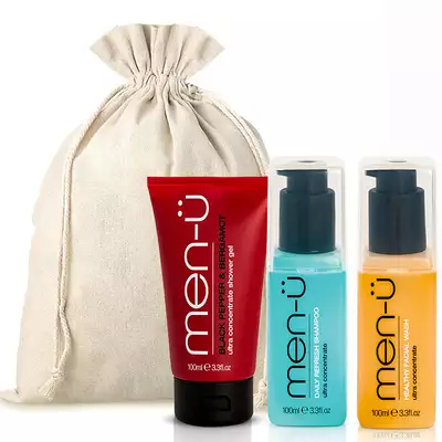 Men-u Zestaw prezentowy - Żel pod prysznic czarny pieprz i bergamotka, nawilżający szampon do włosów oraz żel do mycia twarzy