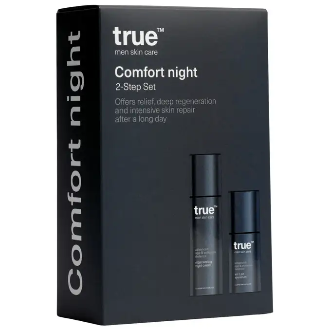 True men skin care - Zestaw na noc - regenerujący krem do twarzy oraz serum pod oczy
