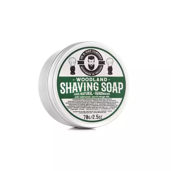 Dr K Soap Shaving soap Woodland - męskie mydło do golenia o zapachu cedru, pomarańczy i sosnowych igieł 70 g