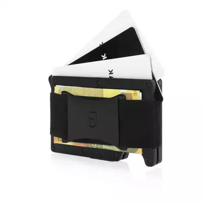 James Hawk Case Wallet Carbon - Małe etui na karty z lekkiego i trwałego aluminium w kolorze carbon z paskiem na banknoty