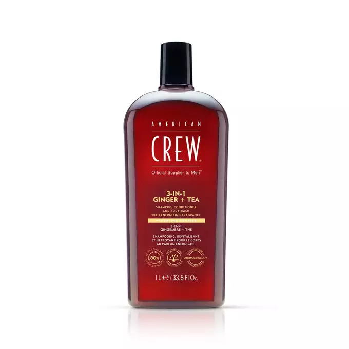 American Crew - 3w1 męski szampon żel pod prysznic i odżywka, zapach imbiru i herbaty 1000 ml