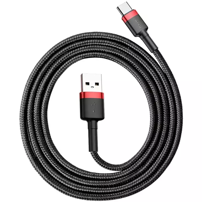 Baseus - Funkcjonalny kabel do szybkiego ładowania - czarno-czerwony USB/USB-C 1m