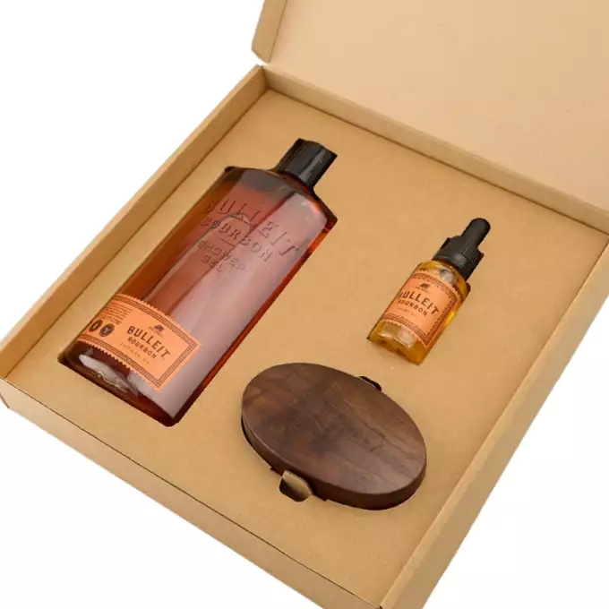 Pan Drwal Bulleit Bourbon Grooming Kit - Żel pod prysznic, kartacz oraz olejek do brody 30 ml