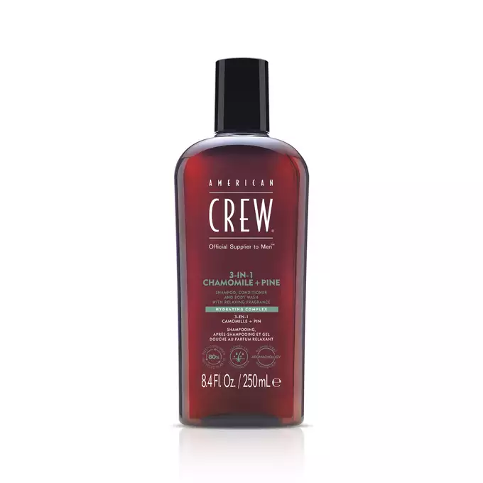American Crew - 3w1 męski szampon żel pod prysznic i odżywka, zapach rumianku i sosnowych igieł 250 ml