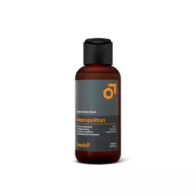 Beviro Natural Body Wash Metropolitan - Naturalny żel do mycia ciała o mocnym męskim zapachu mandarynek, lawendy i ambry - dla dojrzałych mężczyzn 100ml