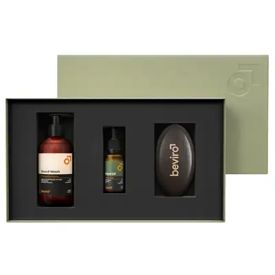 Beviro - Bergamia Wood Beard Care Kit - Zestaw do pielęgnacji brody (olejek, szampon oraz szczotka)