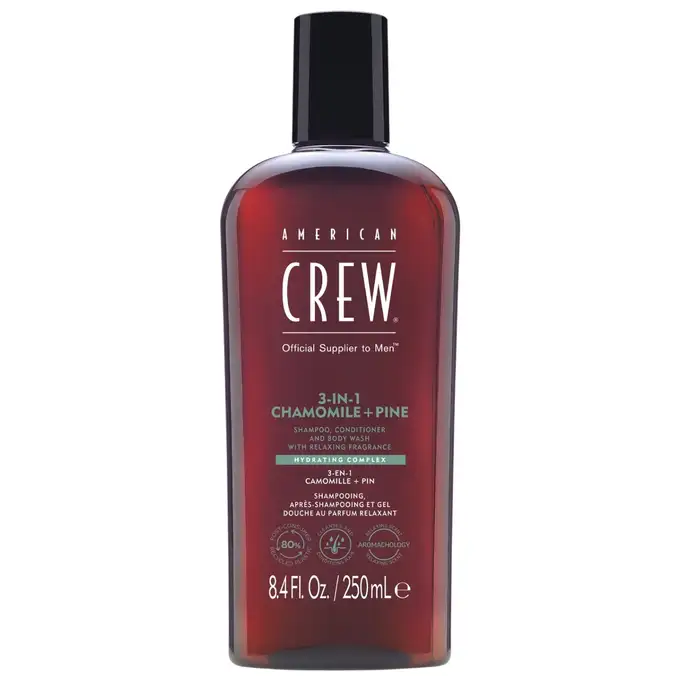 American Crew - 3w1 męski szampon żel pod prysznic i odżywka, zapach rumianku i sosnowych igieł 250 ml