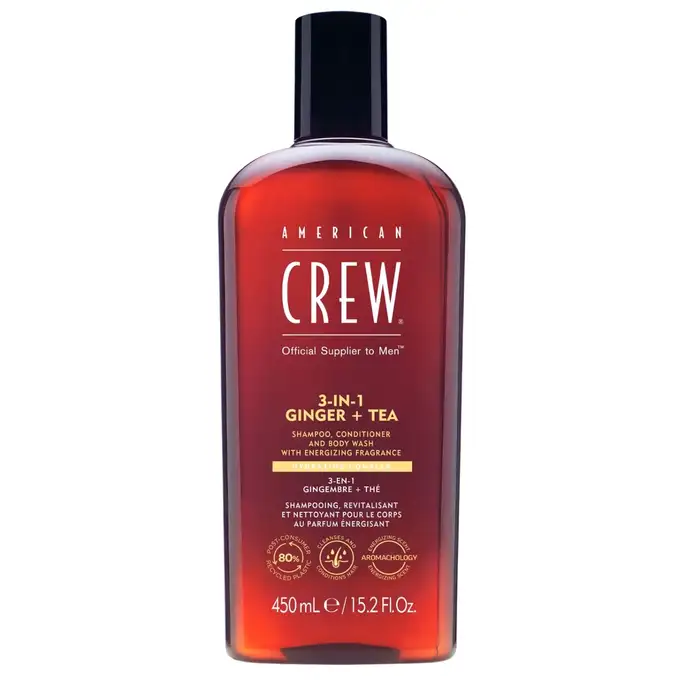 American Crew - 3w1 męski szampon żel pod prysznic i odżywka, zapach imbiru i herbaty 450 ml