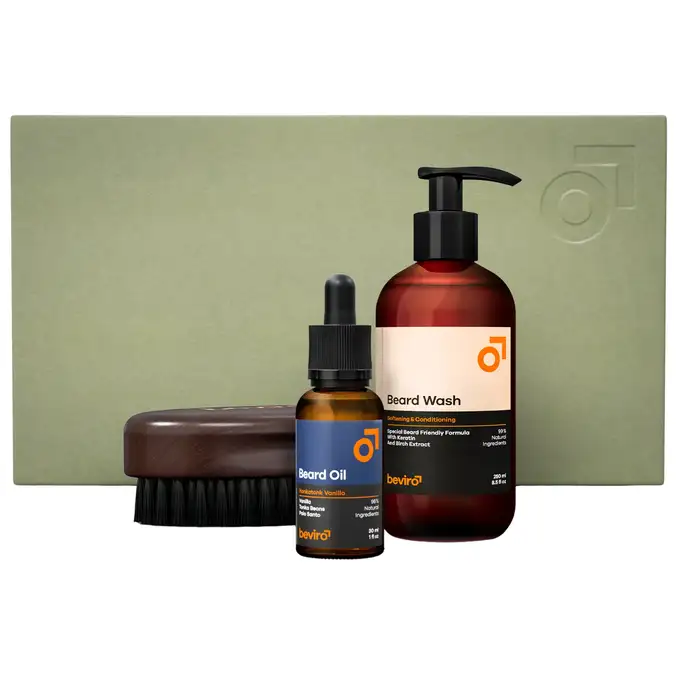 Beviro - Honkatonk Vanilla Beard Care Kit - Zestaw do pielęgnacji brody (olejek, szampon oraz szczotka)