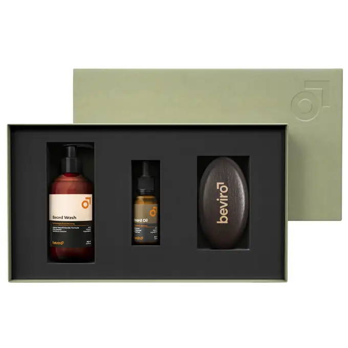 Beviro - Cinnamon Season Beard Care Kit - Zestaw do pielęgnacji brody (olejek, szampon oraz szczotka)