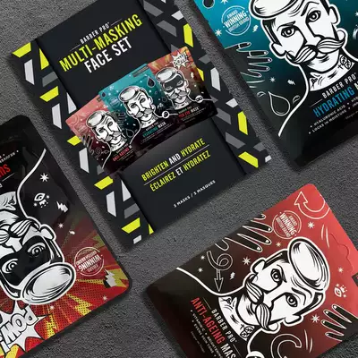 Barber Pro Multi-masking face set - Zestaw regeneracyjno nawilżający trzech maseczek do pielęgnacji twarzy