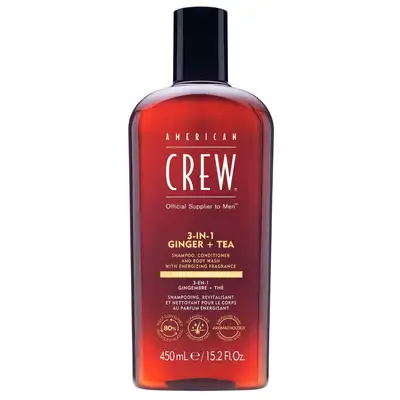 American Crew - 3w1 męski szampon żel pod prysznic i odżywka, zapach imbiru i herbaty 450 ml