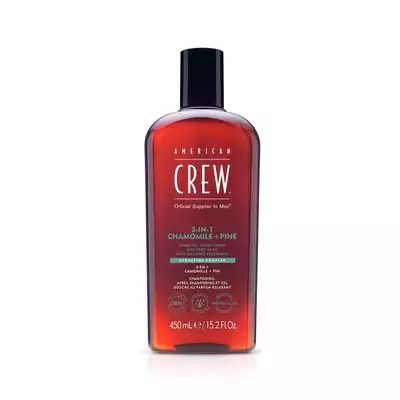 American Crew - 3w1 męski szampon żel pod prysznic i odżywka, zapach rumianku i sosnowych igieł 450 ml
