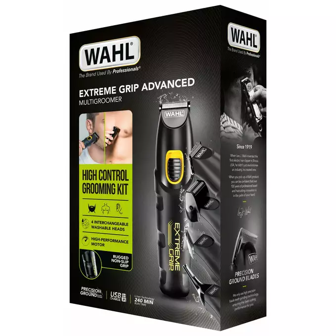 Wahl 9893-0460 Advanced extreme grip trimmer - Zaawansowana wodoodporna maszynka trymer włosów i zarostu z etui do przechowywania