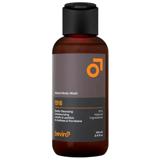 Beviro Natural Body Wash 1918 - Naturalny żel do mycia ciała o mocnym męskim korzennym zapachu dla mocnych charakterów 100ml