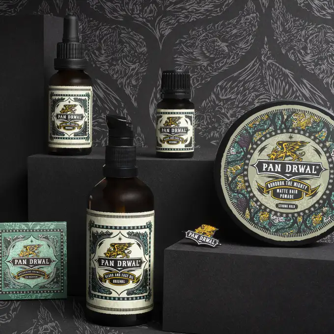 Pan Drwal Original Grooming Kit - Żel pod prysznic, kartacz oraz olejek do brody 30ml