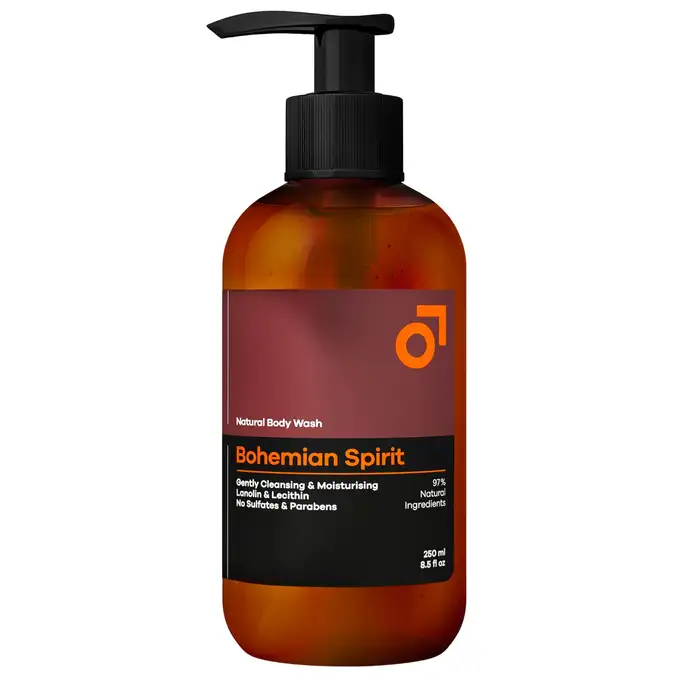 Beviro Natural Body Wash Bohemian Spirit - Naturalny żel do mycia ciała o mocnym męskim korzennym zapachu z nutami cytrusów i migdałów 250ml