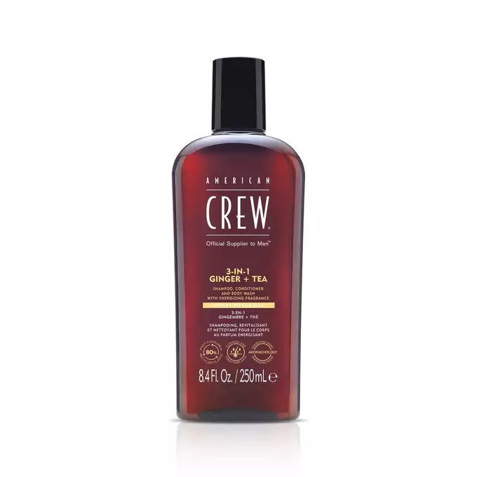 American Crew - 3w1 męski szampon żel pod prysznic i odżywka, zapach imbiru i herbaty 250 ml