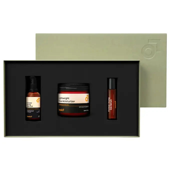 Beviro - Forever young skin care kit - Zestaw do pielęgnacji twarzy i cery normalnej oraz tłustej (serum pod oczy, serum do twarzy i krem nawilżający)