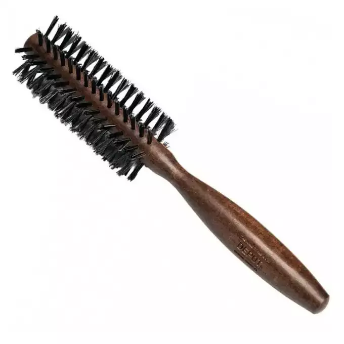 Depot 721 Okrągła szczotka do modelowania włosów - drewniany uchwyt i naturalne włosie