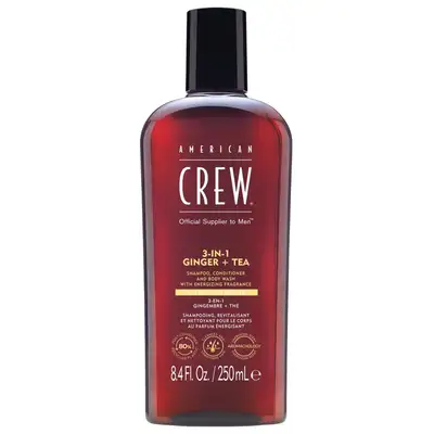 American Crew - 3w1 męski szampon żel pod prysznic i odżywka, zapach imbiru i herbaty 250 ml