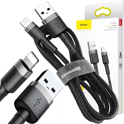 Baseus - Funkcjonalny kabel do szybkiego ładowania iphone - czarno-szary USB/Lightning 1m