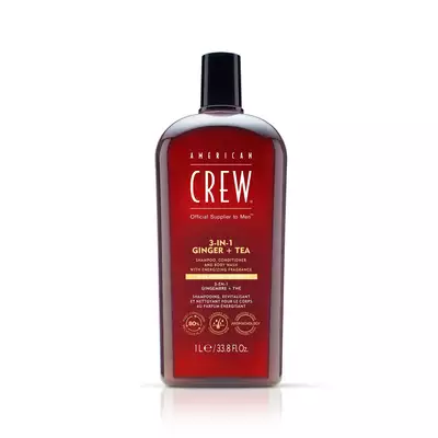 American Crew - 3w1 męski szampon żel pod prysznic i odżywka, zapach imbiru i herbaty 1000 ml