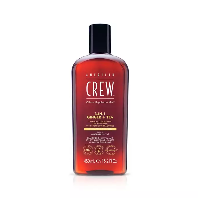 American Crew - 3w1 męski szampon żel pod prysznic i odżywka, zapach imbiru i herbaty 450 ml